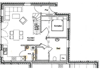 Grundriss Erdgeschoss Ansicht - Ferienhaus »Zwaantje«  in Eilsum - Am Sieltief 21 - Objekt ID 16104