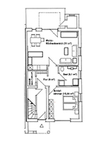 Grundriss Erdgeschoss Ansicht - Ferienwohnung »Pirat«  in Greetsiel - Klaus-Störtebeker-Weg 7c - Objekt ID 16085