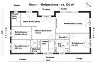Grundriss Erdgeschoss Ansicht - Ferienwohnung »Knutt 1« in Greetsiel - Schollenweg 15 - Objekt ID 16198