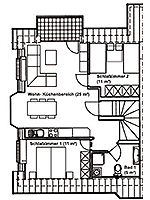 Grundriss Obergeschoss Ansicht - Ferienwohnung »De Moehlenkieker« in Greetsiel - Edzard-Cirksena-Str. 35 | FeWo 2 - Objekt ID 16002