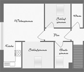 Grundriss Obergeschoss Ansicht - Ferienwohnung »Deichherz«  in Greetsiel - Ant Hellinghus 21 - Objekt ID 16217